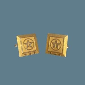 Vintage Balfour Texaco Square Cufflinks 1/20 12k GF 3 Stars Gas/Oil Co Award